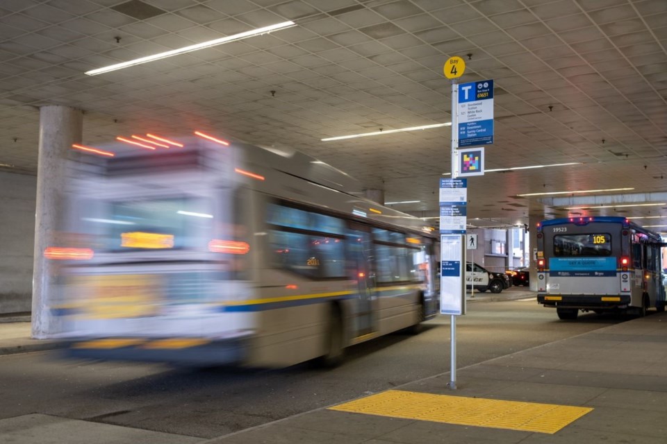 Ten bus bays at the New Westminster SkyTrain station ar part of a TransLink pilot project designed to help customers with sight loss to better navigate the transit system independently.