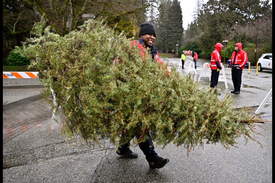 The New Westminster Firefighters' Charitable Society held its annual tree-chipping event at the weekend at city hall. 