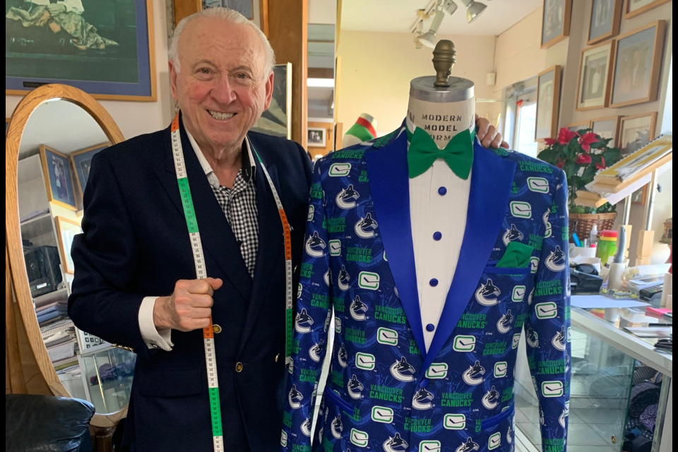 Burnaby-based Seville Tailors has created a Canucks fan's dream tuxedo jacket. 