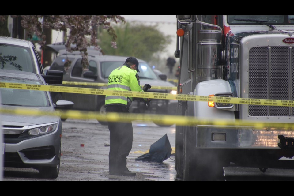 A pedestrian was struck and killed by a dump truck as they were crossing the street at 11th Avenue and 16th Street.