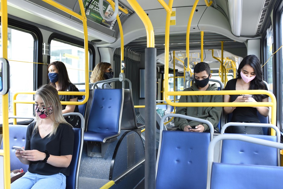 Bus customers translink face masks