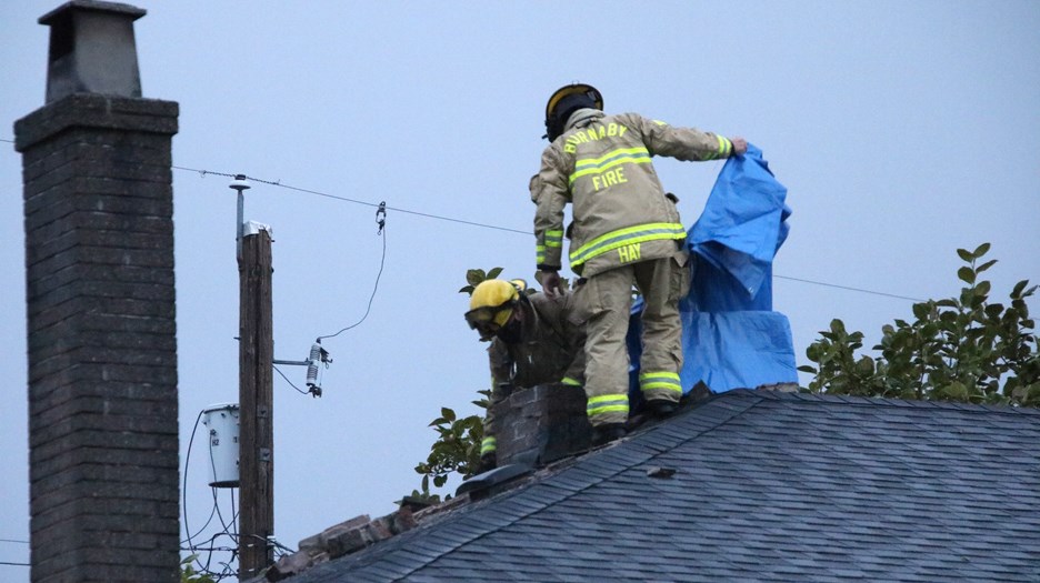 A house on Portland Street in Burnaby was hit by a lightning strike just before 7 p.m.