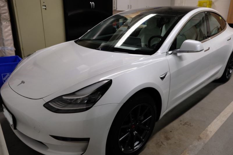 This Tesla was impounded after being found filled with bags of drugs. 