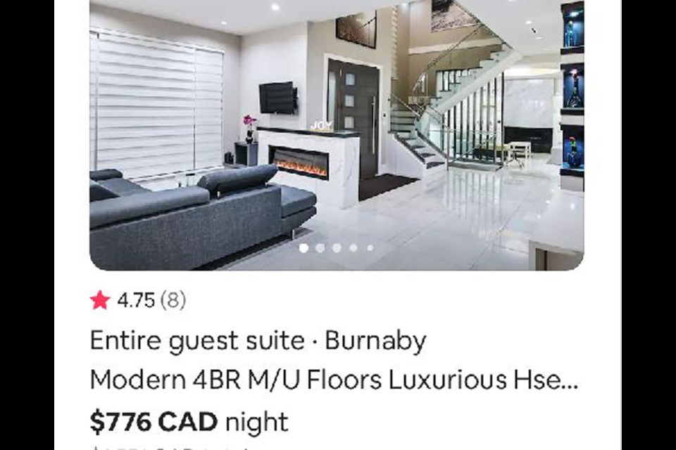 A Burnaby Airbnb listing.