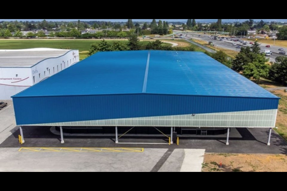 An example of a pre-engineered steel structure that could cover Central Park Pool in Burnaby.