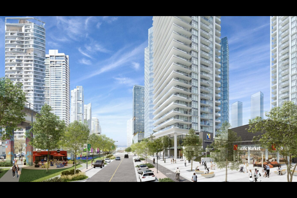 Central Boulevard's streetscape in the Metropolis at Metrotown master plan for Burnaby.