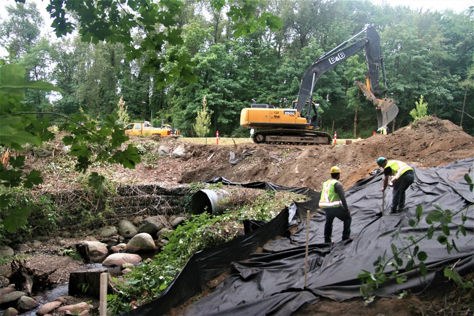 Work is underway on a new culvert.