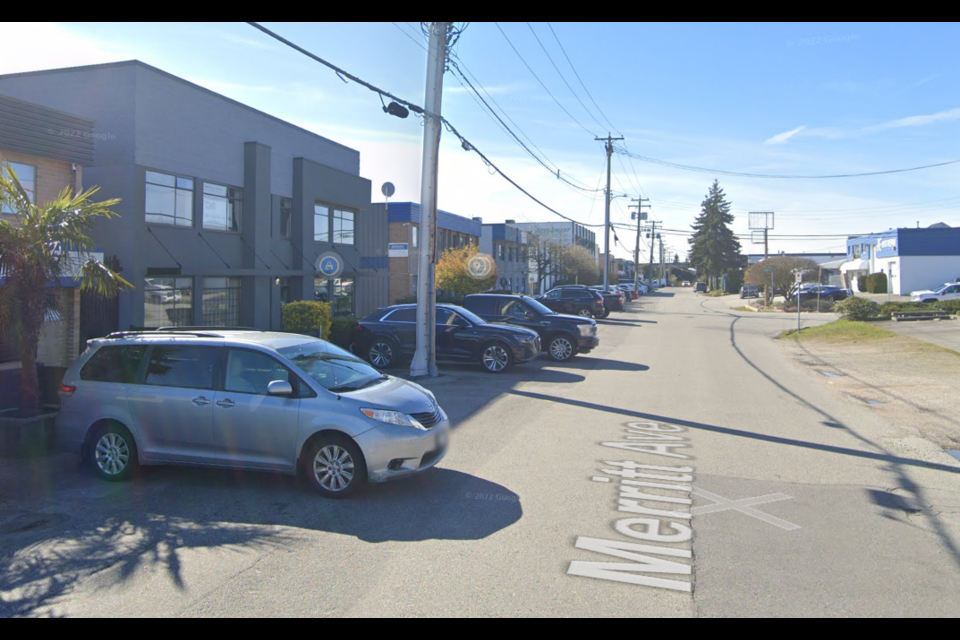 Merritt Avenue in Burnaby, B.C., is slated for sidewalks, but businesses have concerns about parking. 