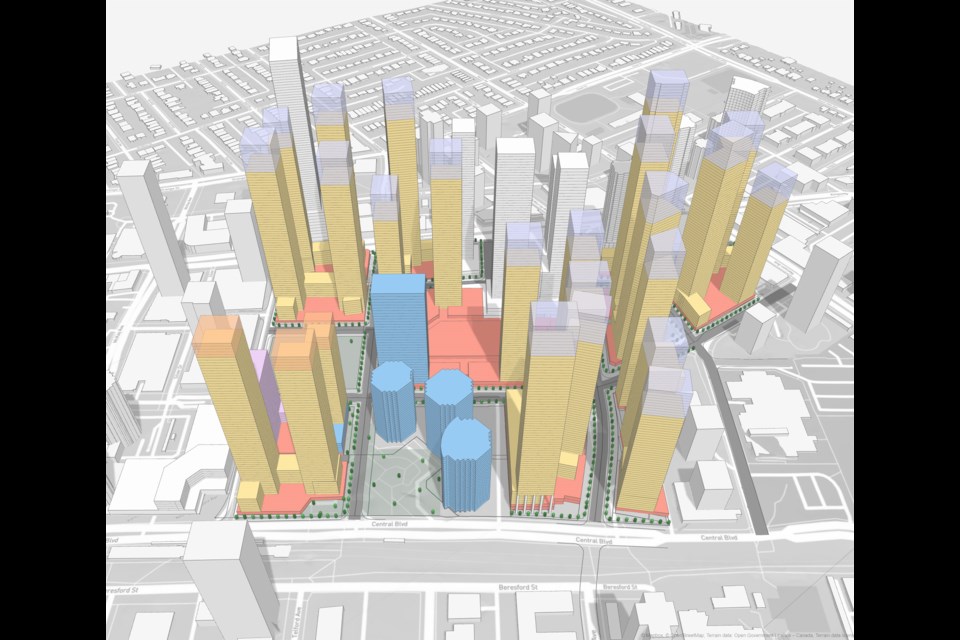 Proposal of the full buildout for the Metropolis at Metrotown master plan in Burnaby.