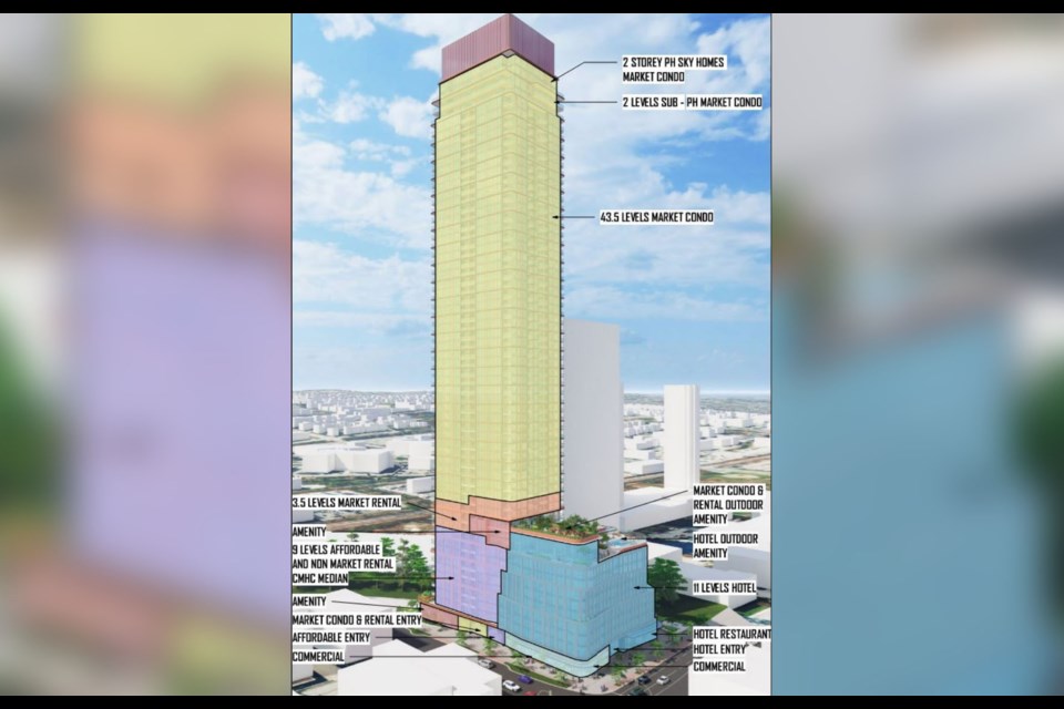 The proposed tower for 2211 and 2271 Rosser Ave. in Burnaby.