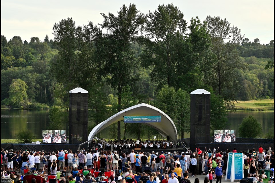 The Vancouver Symphony Orchestra performed film-soundtrack favourites during the 34th anniversary performance of Symphony in the Park at Deer Lake Park on July 15, 2023. Photo: Jennifer Gauthier
