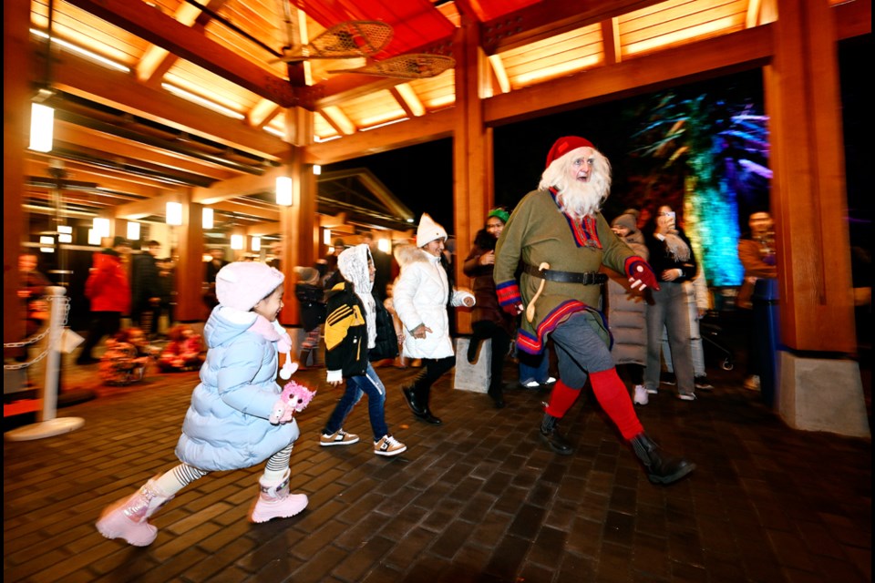 A Scandinavian creature makes friends at Burnaby Village Museum.