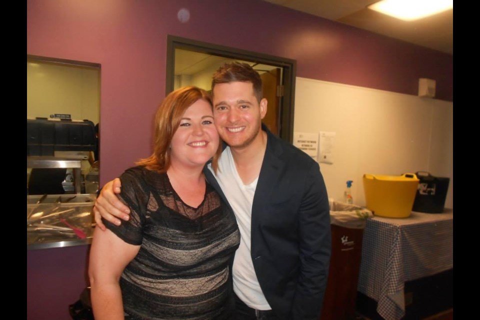 Caithríona Madden with the real Michael Bublé in 2013.