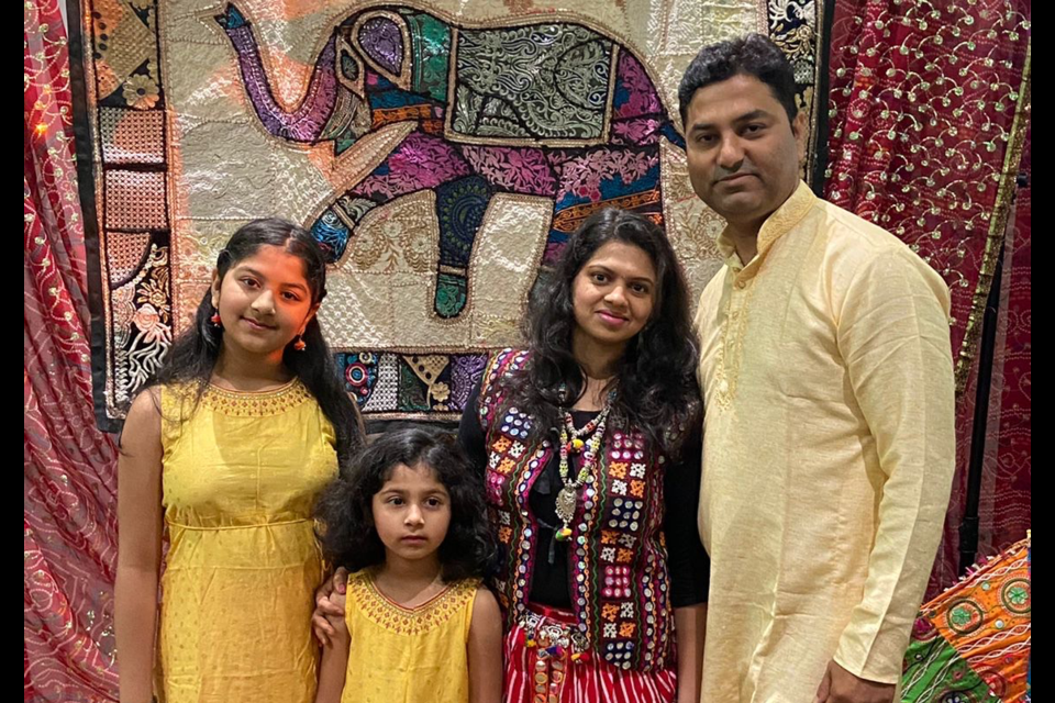 The Mehtas- Jatin Mehta (far right) and Manasi Mehta (second from right) pictured with daughters Sachi Mehta and Bhavi Mehta. 