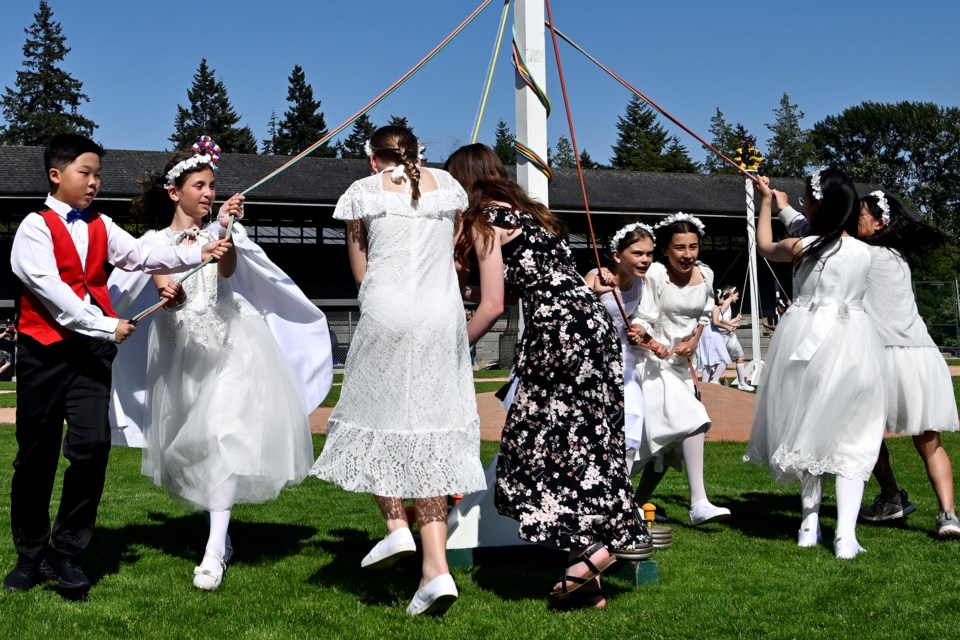 The New Westminster May Day Community Association held New Westminster's 153rd May Day at Queen's Park Stadium on May 27, 2023. This year's celebrations featured Chinese, Highland and Ukrainian folk dances along with the traditional maypole dancing.
