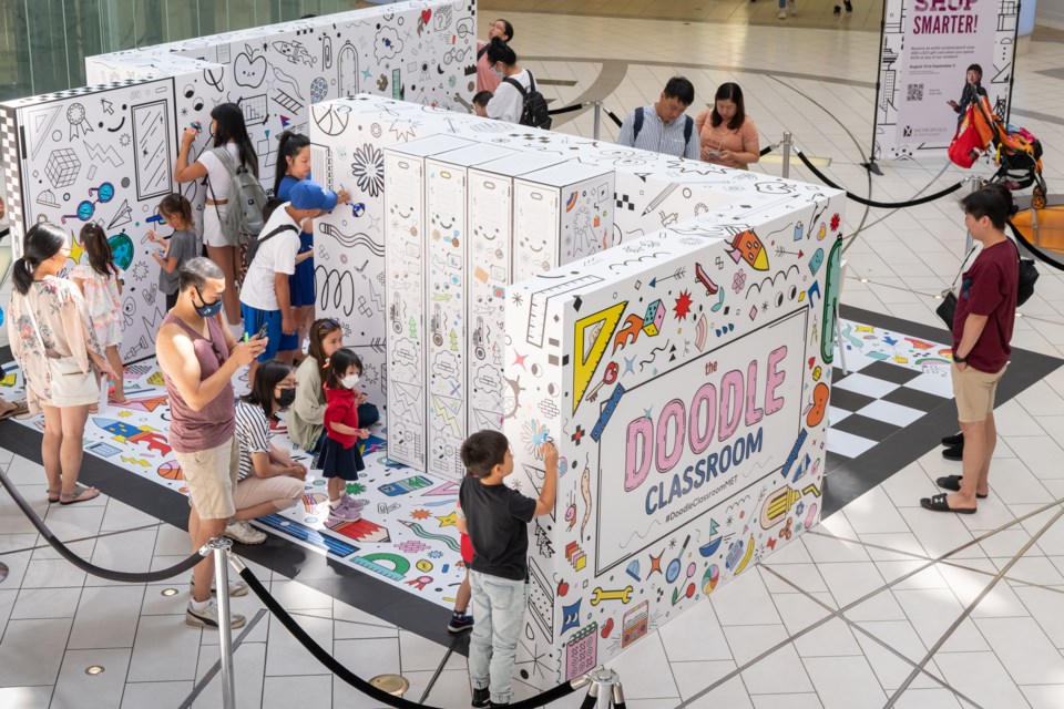 Metropolis at Metrotown has transformed into a 'Doodle classroom' from Aug. 15 to Sept. 5 for kids as they go 'Back-to-School'.