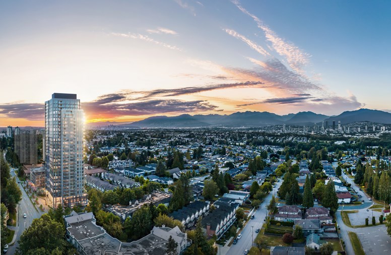 “Located on the quieter side of Metrotown, Qualex-Landmark’s twenty fourth residential community will feature a collection of 247 serene one, two and three- bedroom residences in a 31-storey high rise building,” says a news release.