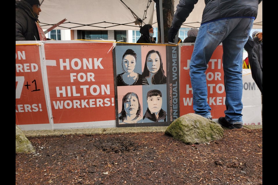 Friday marked day 336 that workers have been locked out by the Hilton Metrotown hotel, following the “mass firings” of 97 of their fellow staff, their union says.