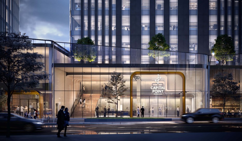 A rendering of a 220,000-square-foot office and retail complex planned for Kingsway in Burnaby's Metrotown.