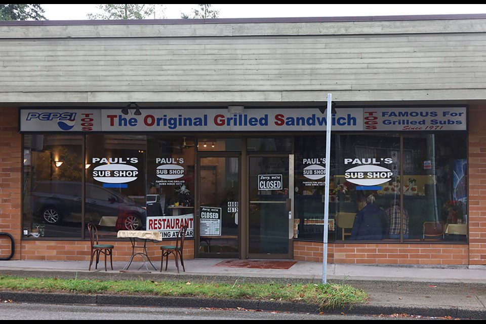 Paul's Sub Shop in Burnaby's Metrotown has closed.