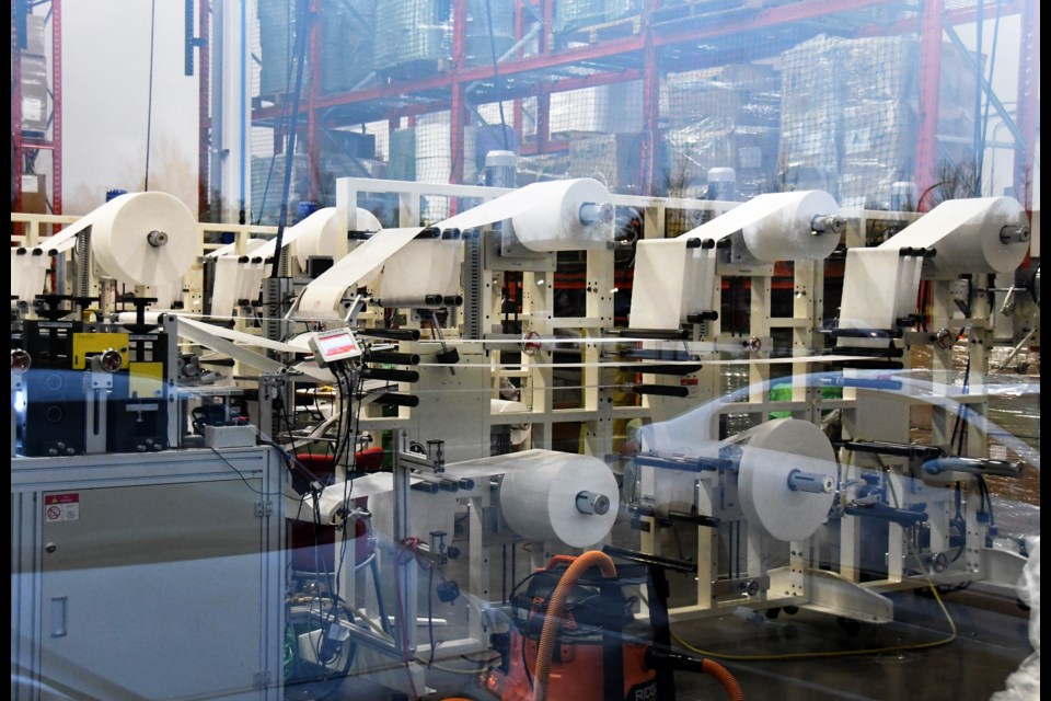Machines roll at Vitacore Industries Inc.'s North Fraser Road manufacturing facility in 2023.