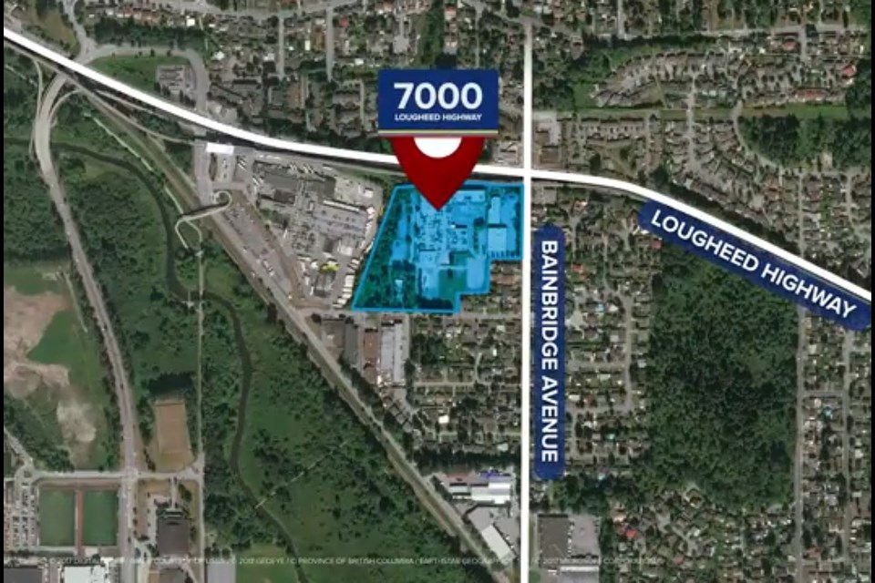The old Telus property at 7000 Lougheed Highway has sold for $151 million to a Vancouver developer.