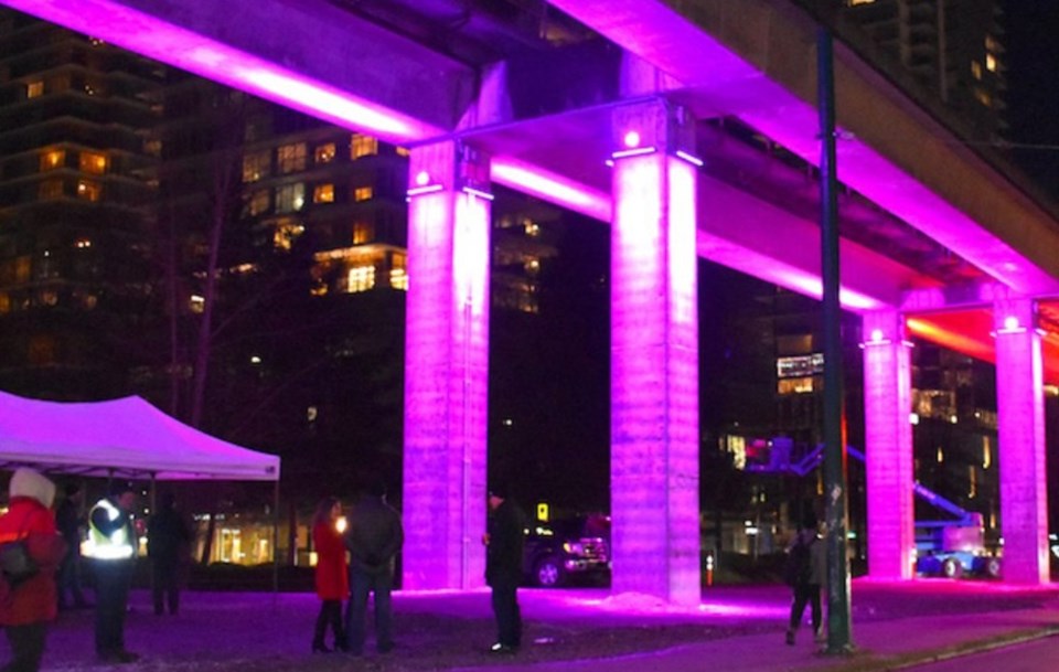 burnabyskytrainpillarsmetrotownpurpleepilepsyawarenessday