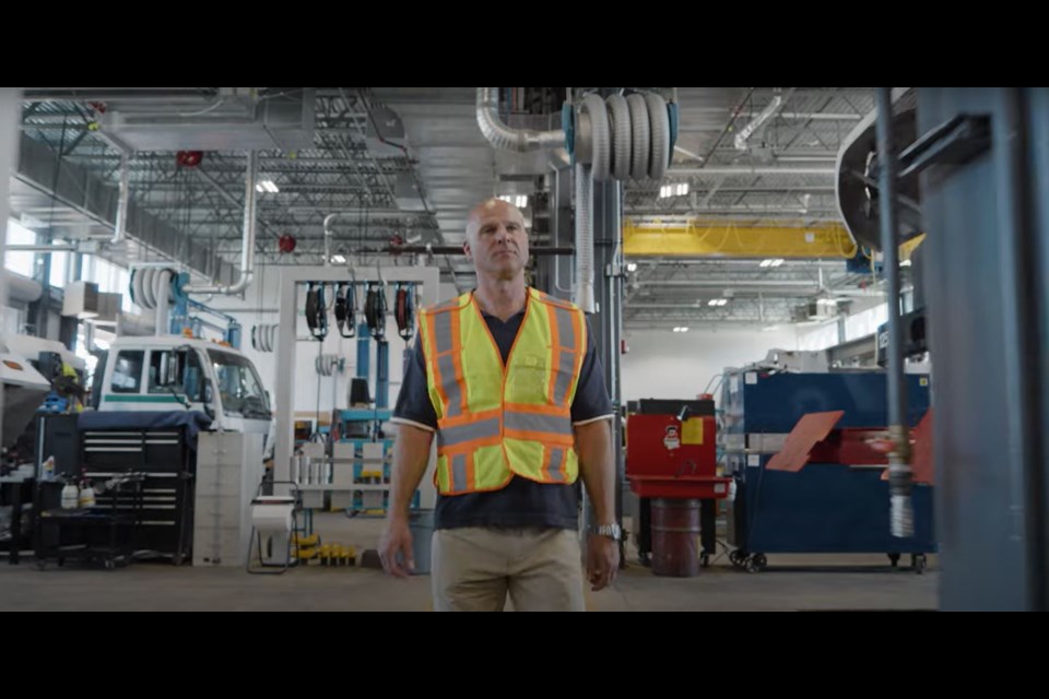 Erik Schmidt, public works director, shows off the fleet garage in Burnaby's new Laurel Street Works Yard.