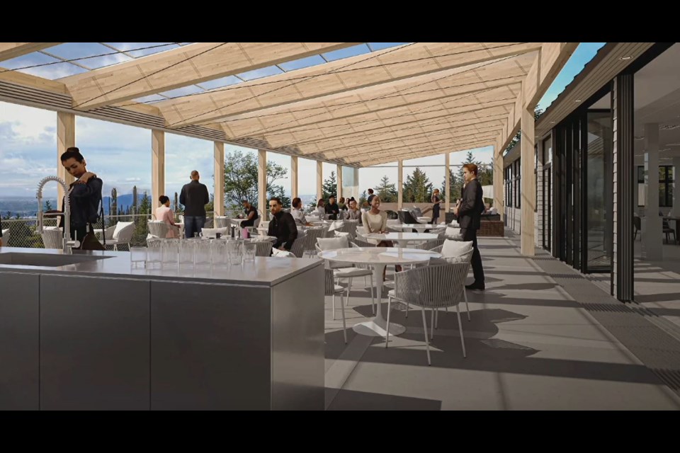 A rendering of the new patio interior at Mintara on Burnaby Mountain.