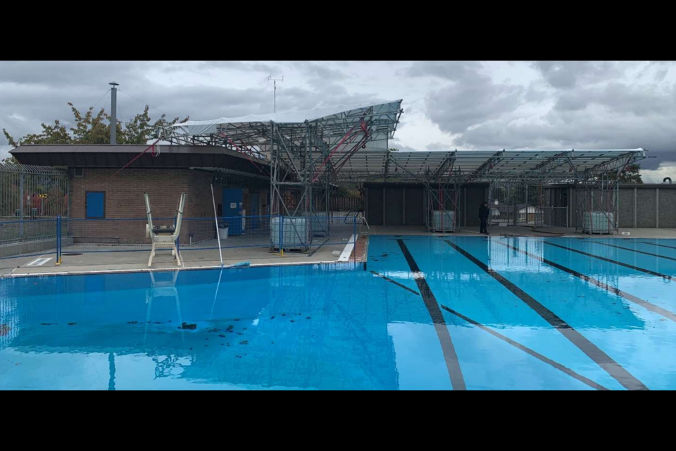 Burnaby Mayor Mike Hurley called the temporary structure at Kensington Outdoor Pool "a complete embarrassment."