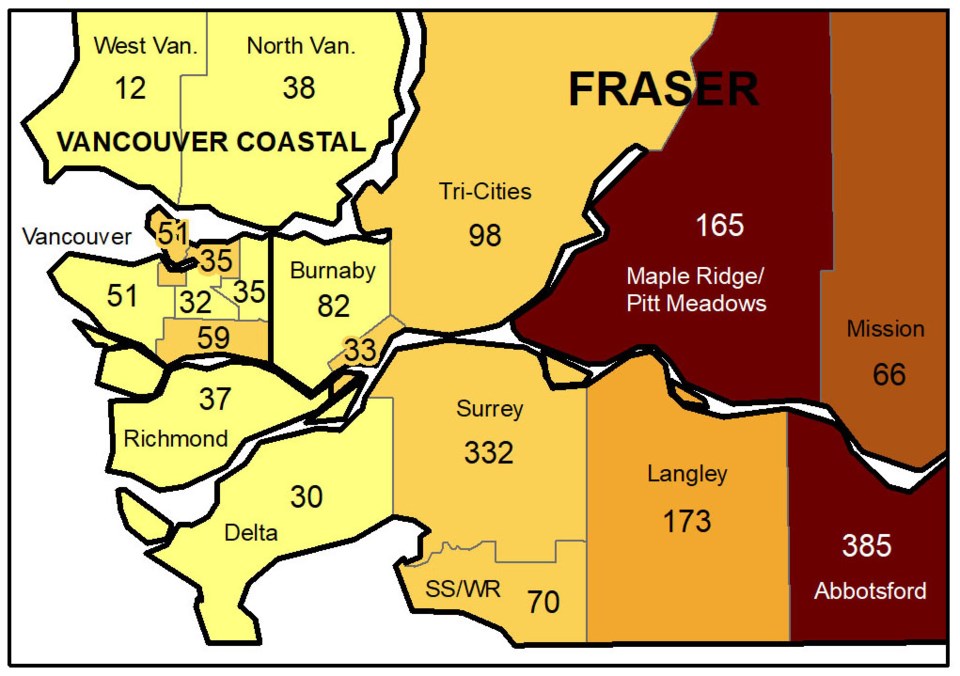 Lower Mainland BCCDC COVID case map