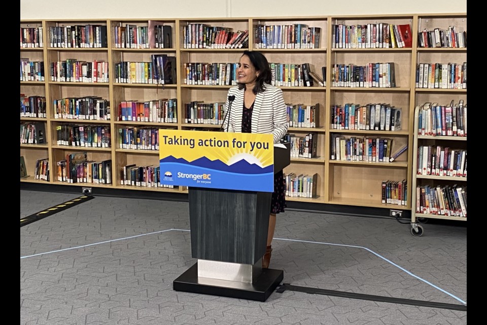 B.C. Education Minister Rachna Singh speaks at the official opening of the new Burnaby North Secondary School Friday.