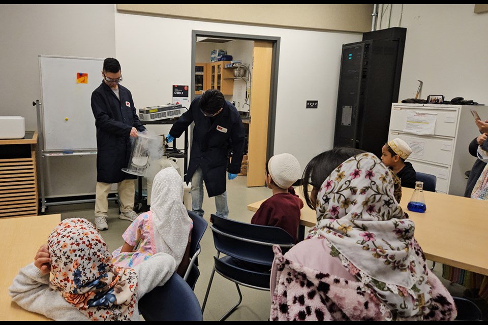 More than 20 kids participated in STEM experiments at SFU's Burnaby campus during the school's "Science in Action" program on Feb. 10, 2024.