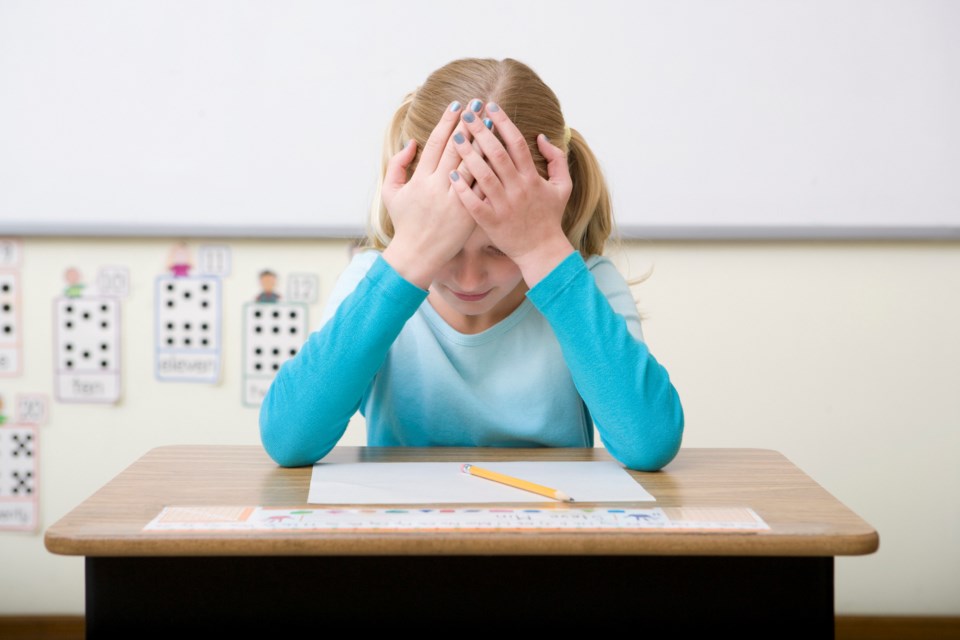 Child struggling in classroom