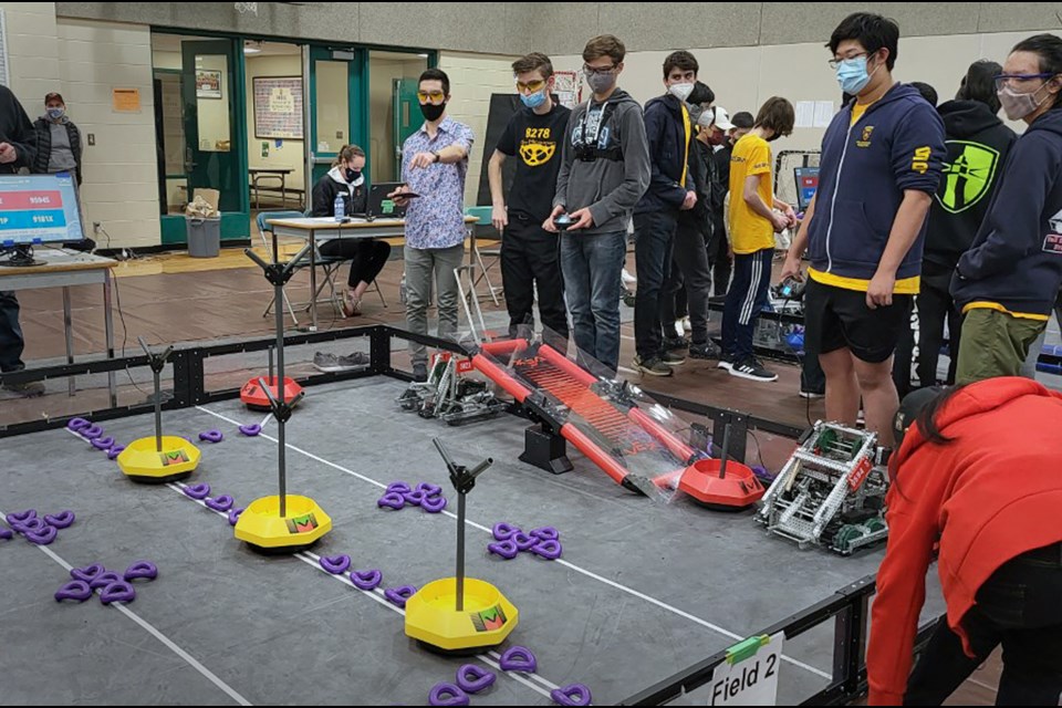 Burnaby students put a robot through its paces at a VEX Robotics competition earlier this year. 