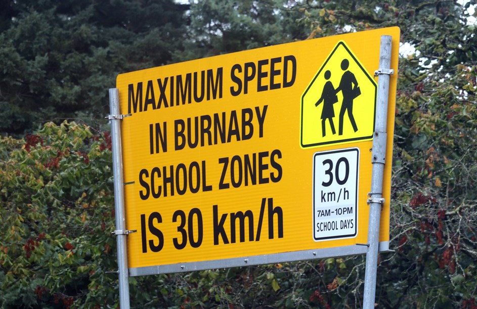 School zone speed limits in Burnaby are in effect from 7 a.m. to 10 p.m.