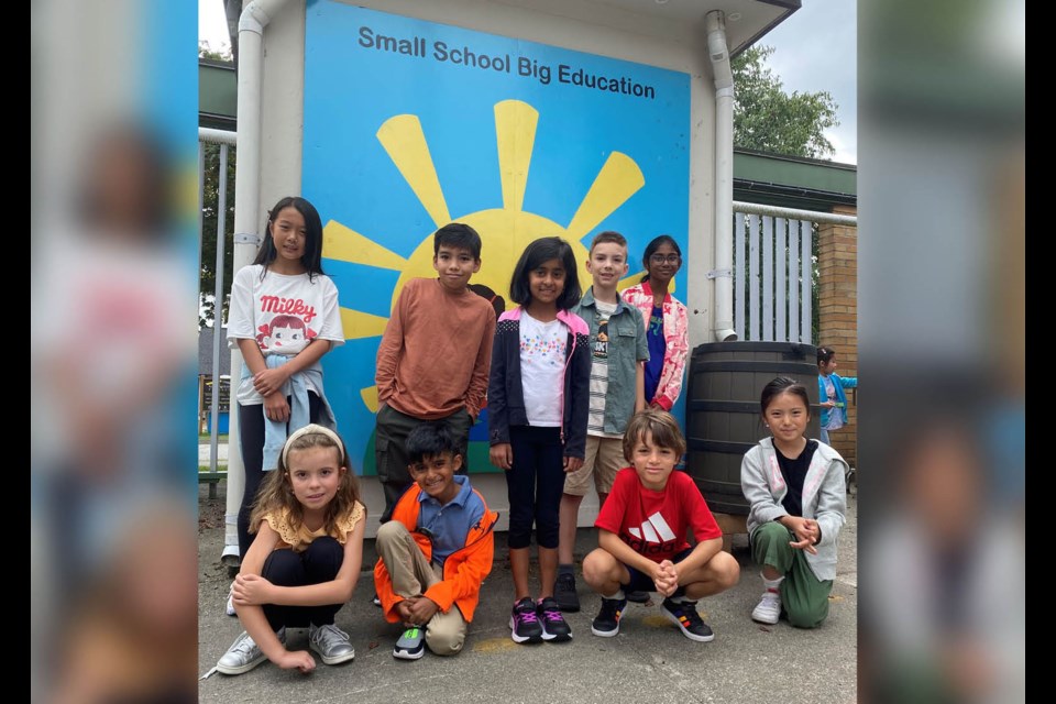 Students at Connaught Heights Elementary School were happy to be back for the new school year starting with their first full day of classes on Wednesday, Sept.  6. Pictured are (standing, from left to right): Natasha Cheng, Grade 4; Diego Orozco-Arreola, Grade 5; Maya Naicker, Grade 2; Kamil Carraro, Grade 3; Priyal Reddy;  Grade 5; with (front, left to right) Tessa Carraro, Grade 1; Shaan Naicker, Grade 2; Miguel Marcante Ladeira, Grade 3; and Lucy Kim, Grade 4.