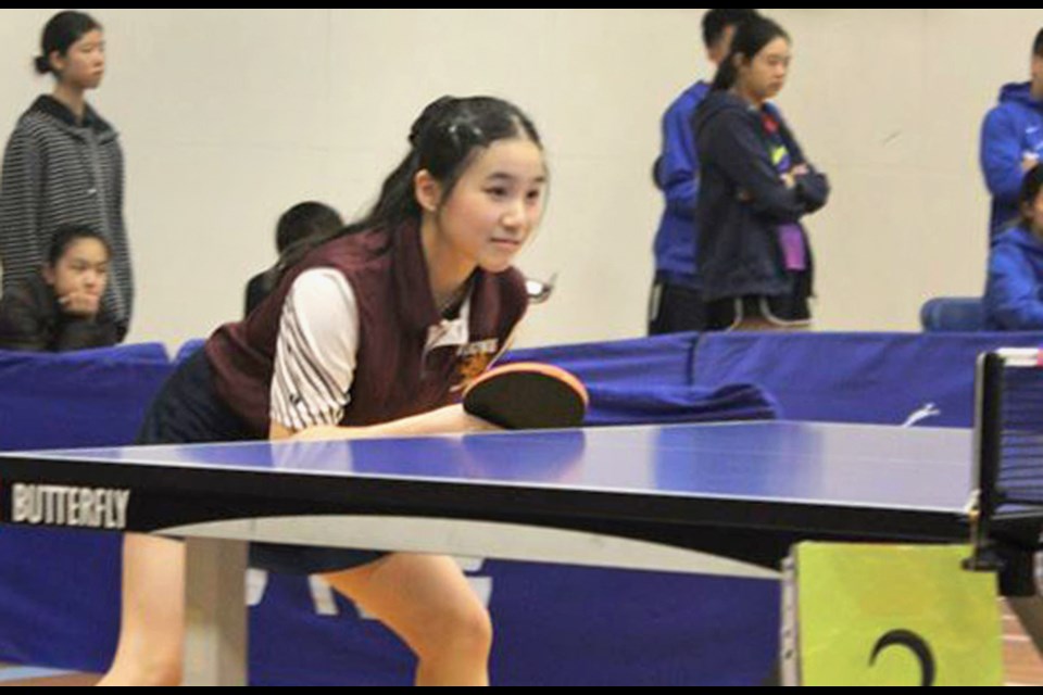 Burnaby North Secondary team captain Louis Fan competes at the B.C. high school table tennis championships at Moscrop Secondary March 1 and 2. 