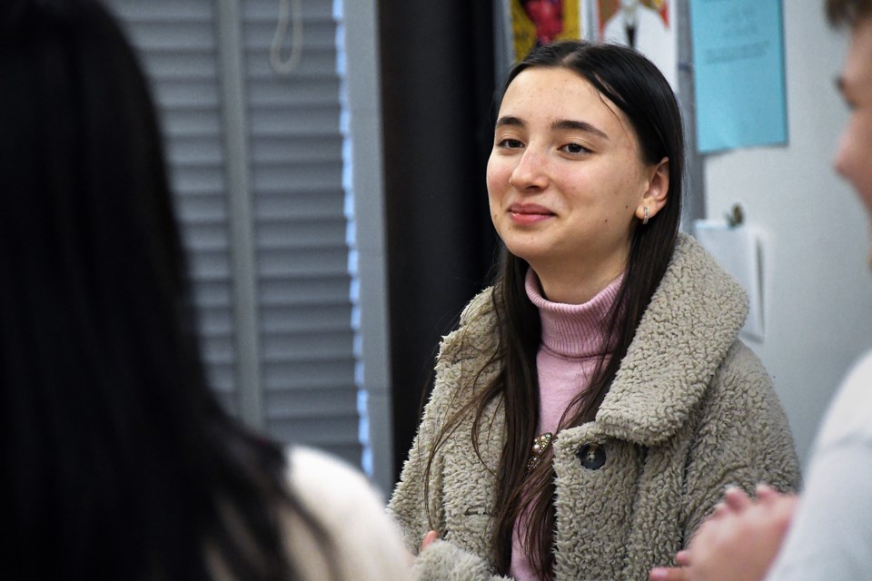 Burnaby North Secondary School student Vika Izyhk, 17, takes part in a pilot program for Ukrainian students last month.