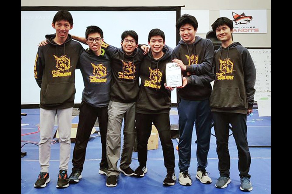 Burnaby Grade 10 students Steven Yuan, Adam Chan, Ethan Louie, Wellington Chan, Aaron Lew and Aiden Tam have qualified for the VEX Robotics world championships in Dallas, Texas at the end of April. 