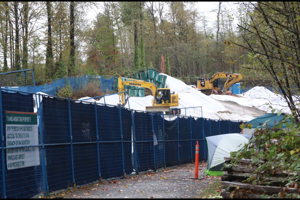 The Brunette Fraser Regional Greenway will be closed soon for Trans Mountain pipeline construction. Climate activists have set up tents along the greenway in protest.