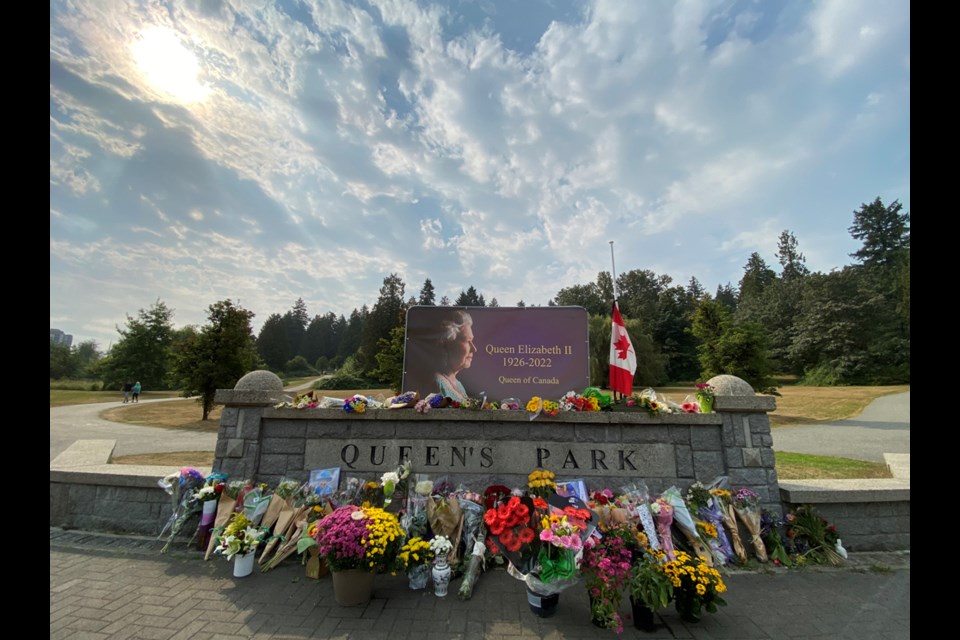 A memorial tribute to Queen Elizabeth II at the entrance to Queen's Park has been growing since the monarch's death on Sept. 8.