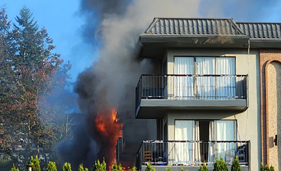 Burnaby firefighters responded to an apartment fire just north of Hastings Street at around 9 a.m. Thursday.