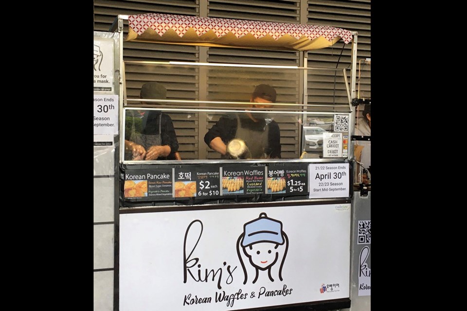 Kim's Korean Waffles and Pancakes are made fresh daily under the staircase at Hannam Market in Burnaby, where's been a mainstay for 20 years.