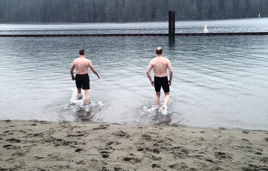 Scott Janzen has encouraged a group of hearty souls to come out twice a week to Barnet Marine Park in Burnaby to take a dip in frigid Burrard Inlet.