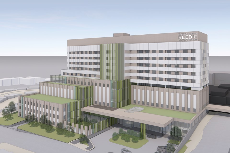 A rendering of the Keith and Betty Beedie Acute Care Tower at Burnaby Hospital.