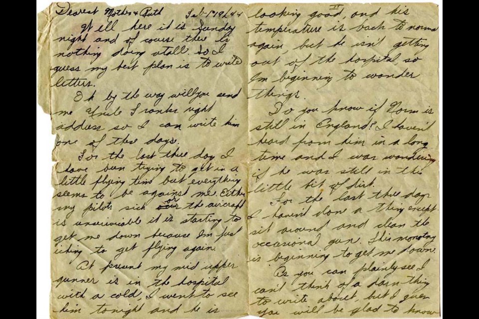 A letter from Flight Sgt. Jack Fitzgerald to his mother, Effie, and sister, Ruth, is part of the Letters Home campaign.