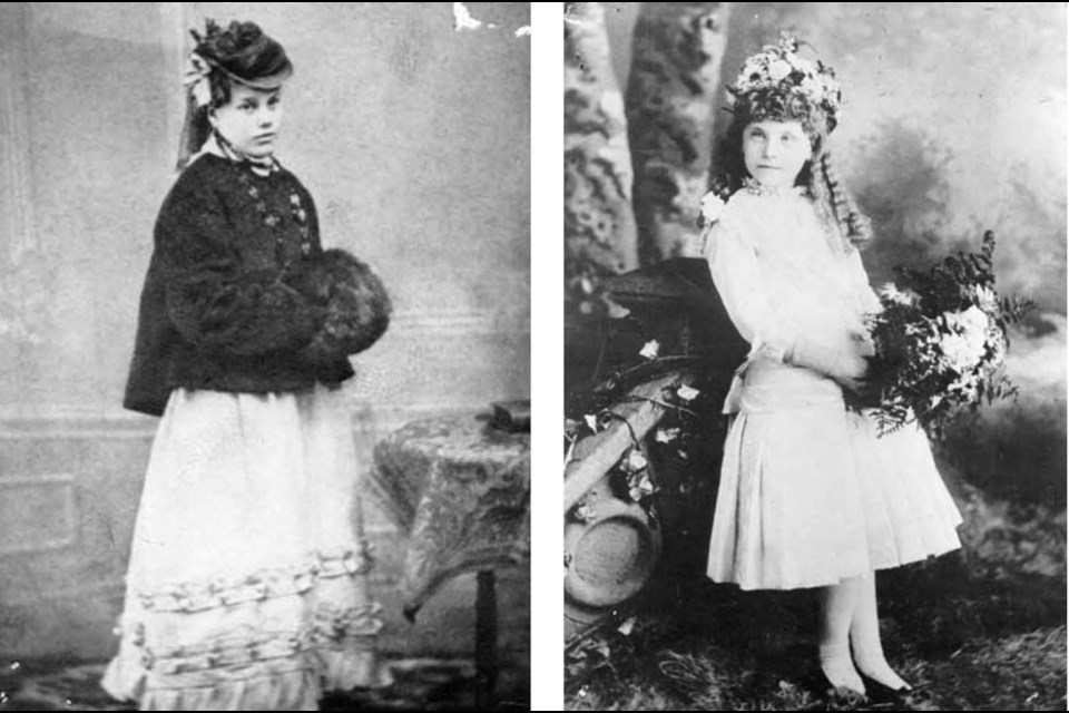 The early years: At left, 1873 May Queen Marina Morey. At right, 1889 May Queen Maud Hatherly.
