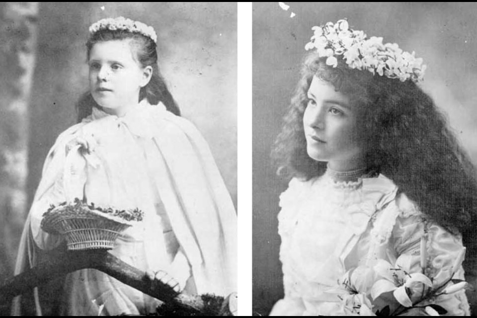 The 1890s: At left, 1892 May Queen Gladys Townsend. At right, 1899 May Queen Alvina Munn.