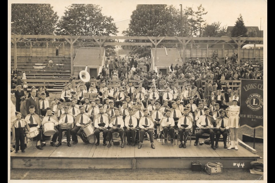 A photo of the New Westminster and District Concert Band taken on May Day in 1951. The band is playing its annual Father's Day concert at the Queen's Park bandshell this Sunday.